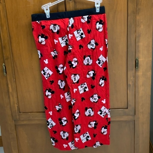Disney Mickey Mouse pajama pant 22in inseam ribbon tie elastic waist lounge dorm - Picture 2 of 2